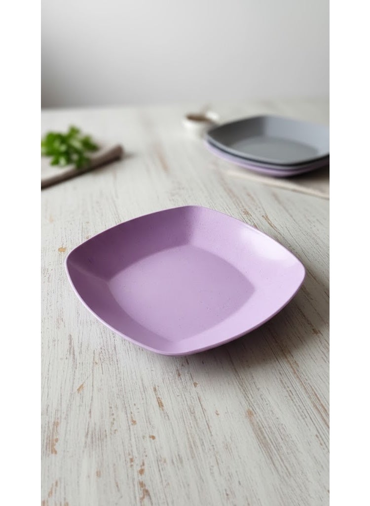 Square Plastic Deep Plate for Pasta & Salad - Unbreakable Serving Bowl with Speckled Design (Granite Look) - Lavender Purple - Image 5